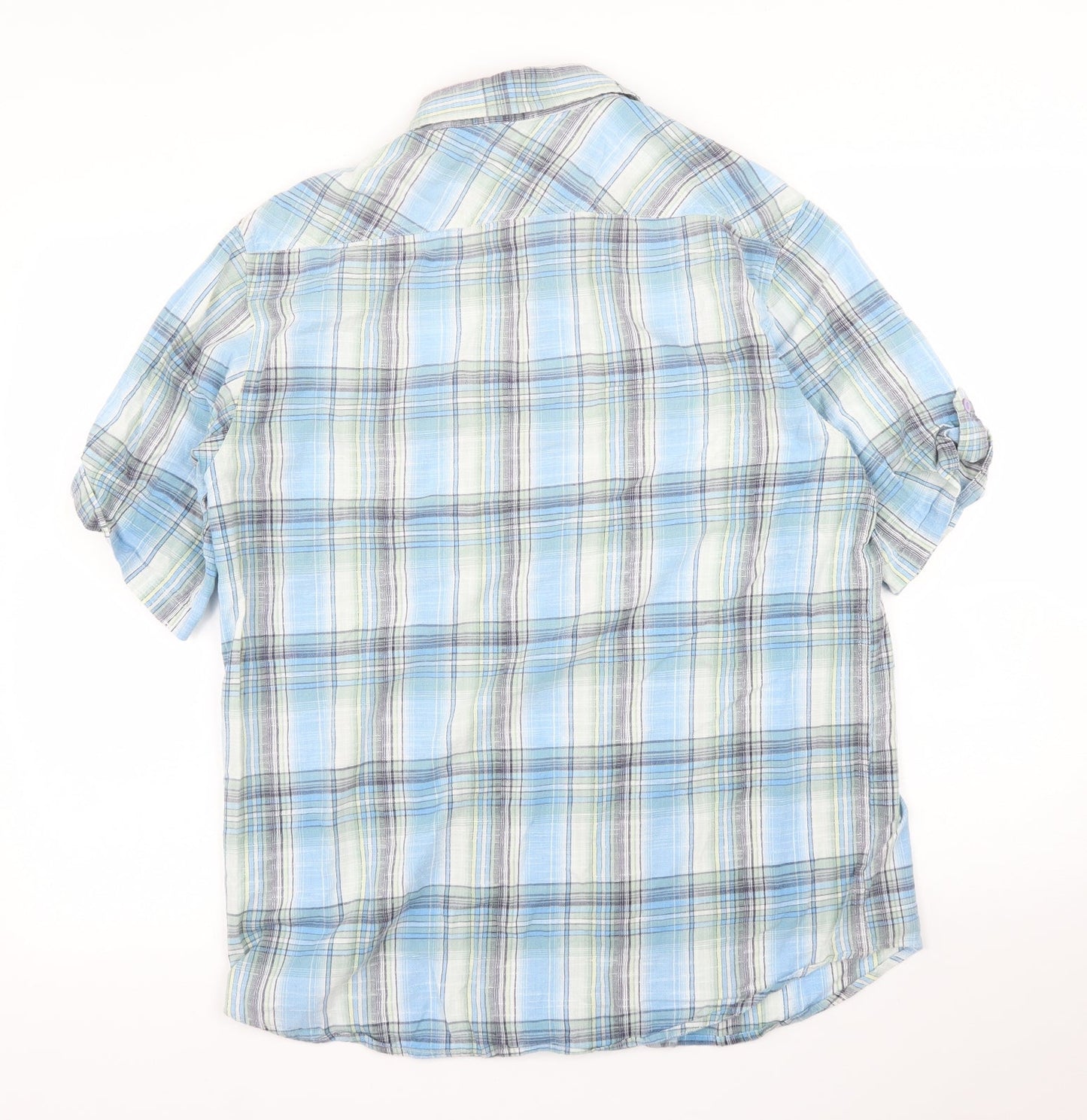 Mens UK Size M BHS Blue  Button-Up Short Sleeve Casual Shirt