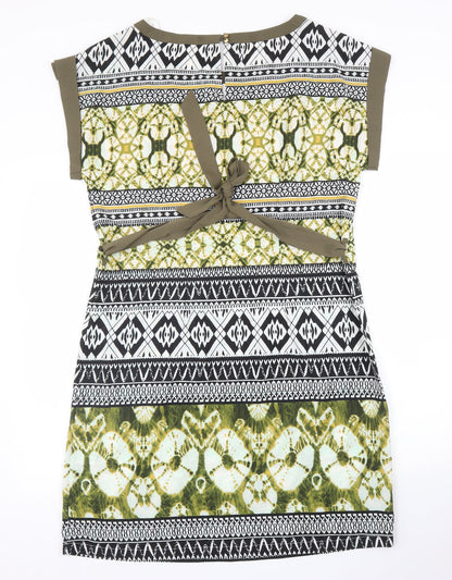 Back view of Encuento women’s green batik a-line, size M