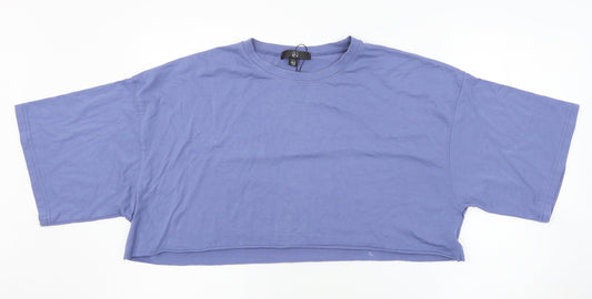 Womens UK Size 10 Missguided Blue Basic T-Shirt