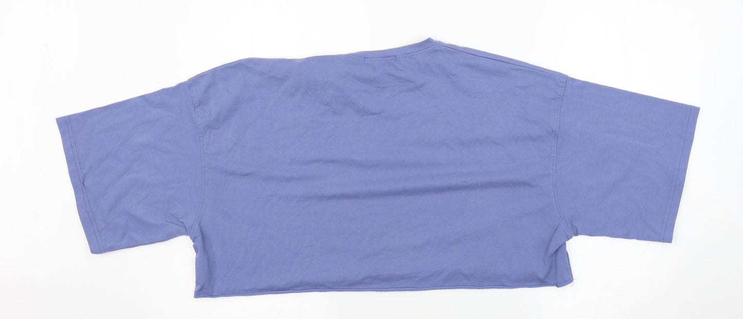 Womens UK Size 10 Missguided Blue Basic T-Shirt