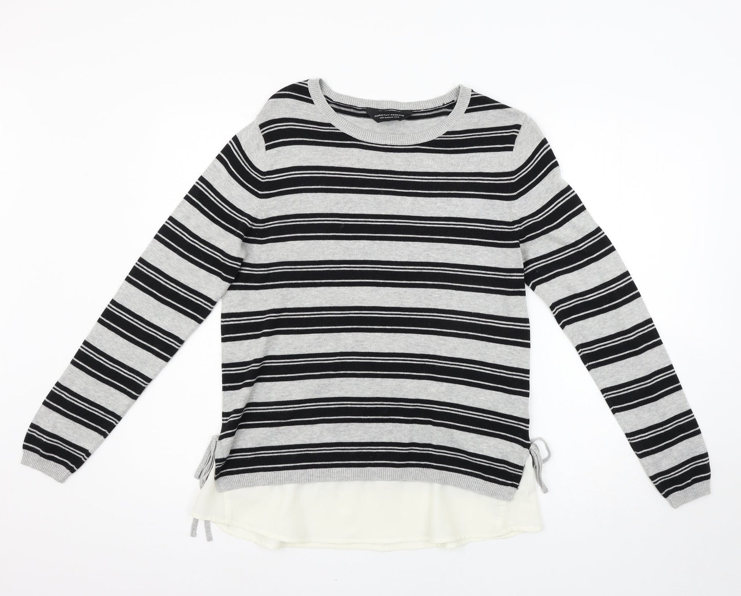Dorothy Perkins Womens Grey Striped  Pullover Jumper Size 12