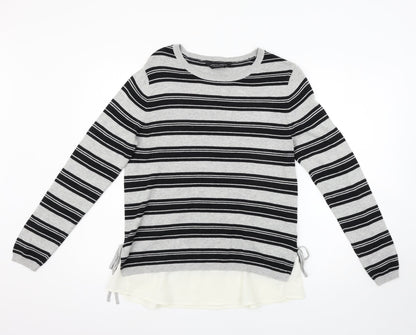 Dorothy Perkins Womens Grey Striped  Pullover Jumper Size 12