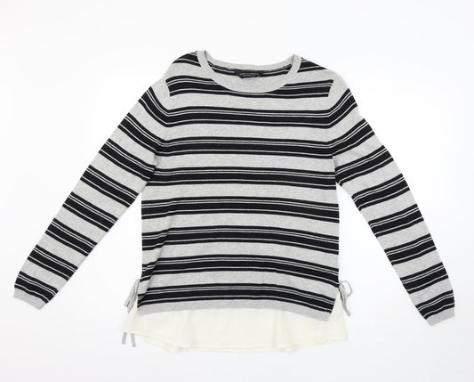 Dorothy Perkins Womens Grey Striped  Pullover Jumper Size 12