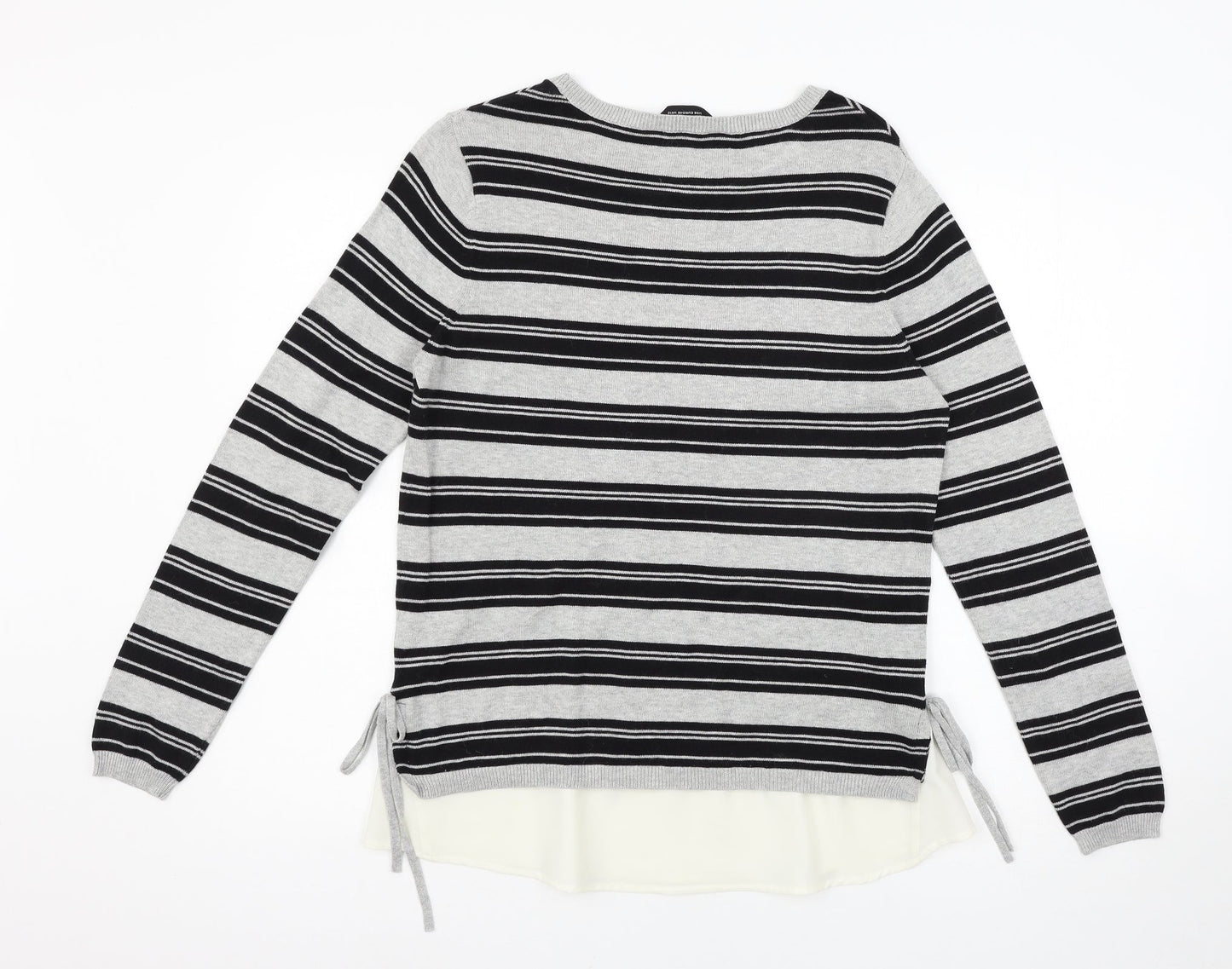 Dorothy Perkins Womens Grey Striped  Pullover Jumper Size 12