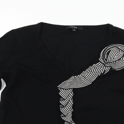 Womens UK Size M Linea Black Basic T-Shirt