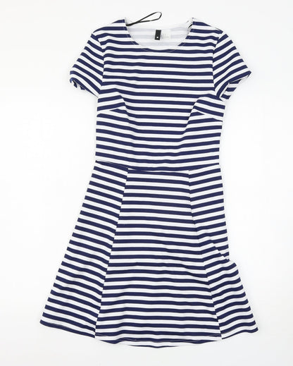 Preworn Womens Blue Striped  T-Shirt Dress  Size 8