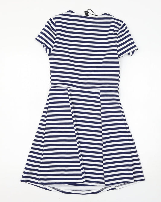 Preworn Womens Blue Striped  T-Shirt Dress  Size 8