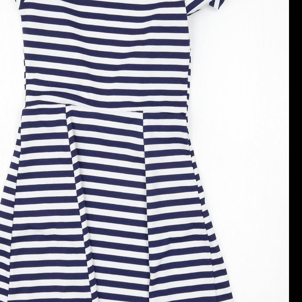 Preworn Womens Blue Striped  T-Shirt Dress  Size 8