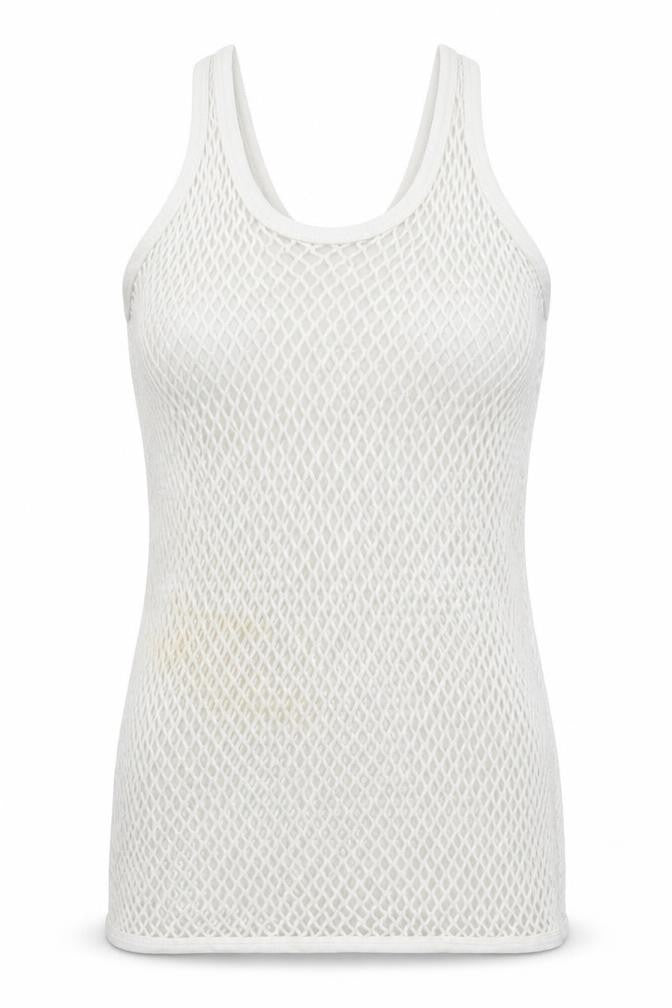 Front view of 5 Star women’s white basic tank, size M