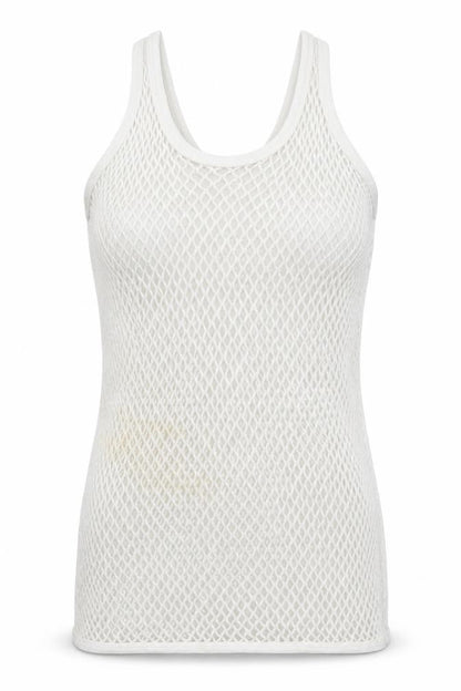 Front view of 5 Star women’s white basic tank, size M