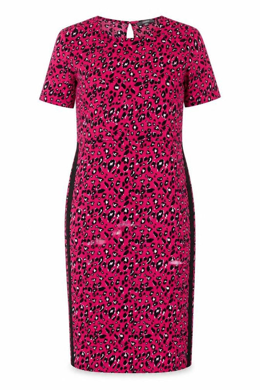 Front view of Studio women’s pink animal print shift, size UK 12