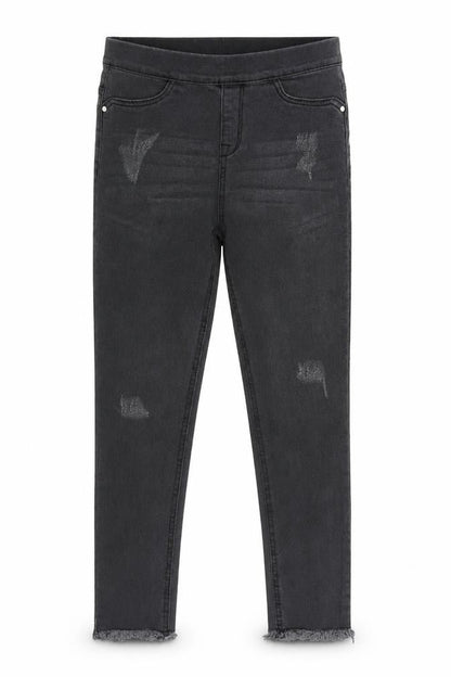 Front view of Denim co girls’ grey cropped jeans, size 10-11, years