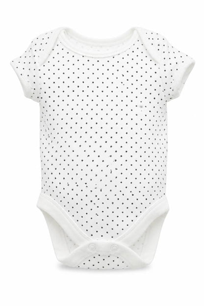 Front view of George Baby White Geometric Babygrow One-Piece, size 0-3, Months