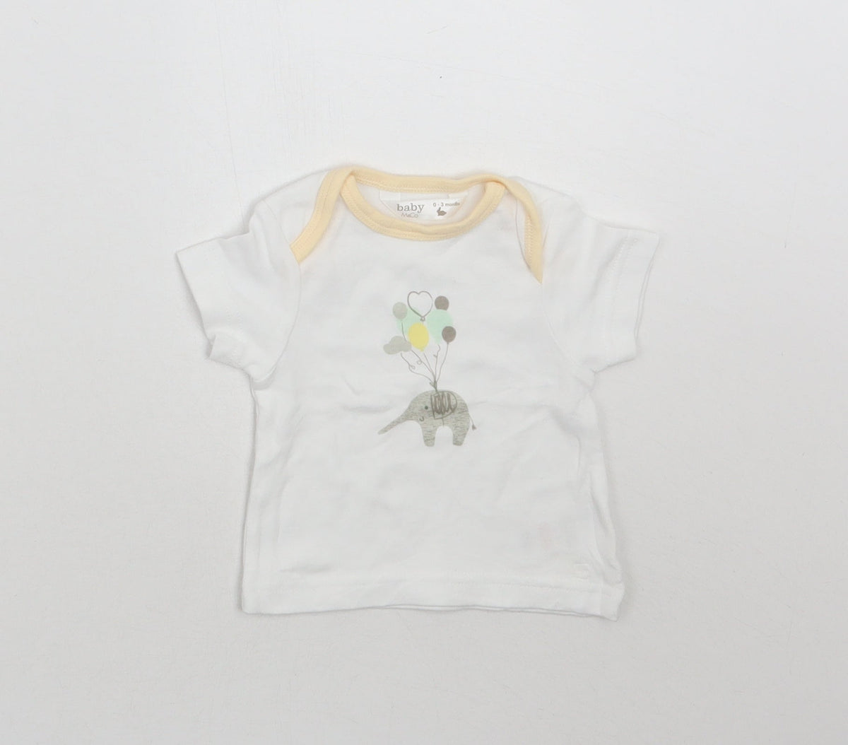 Additional front view of M^co Baby White Basic T-Shirt, size 0-3, Months