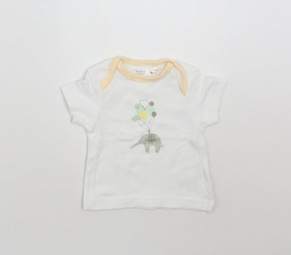 Additional front view of M^co Baby White Basic T-Shirt, size 0-3, Months