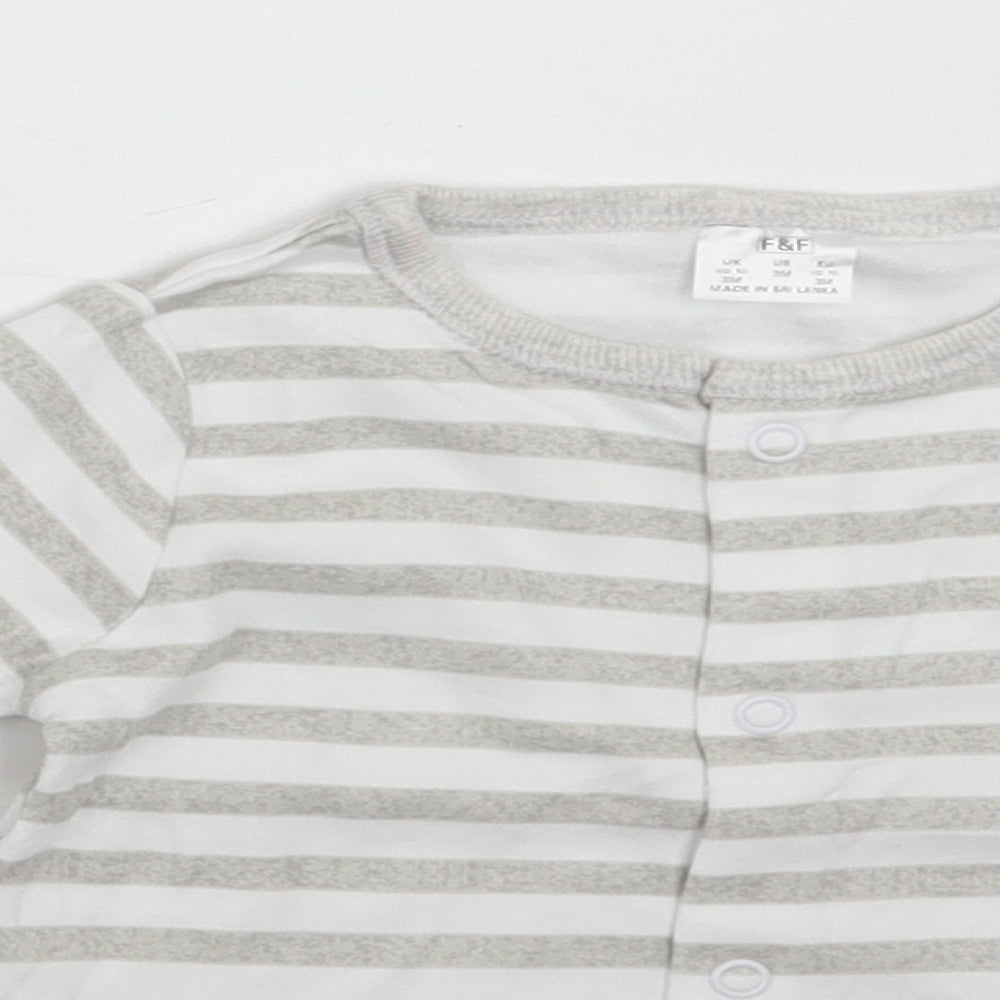 F&F Baby White Striped  Basic T-Shirt Size 0-3 Months