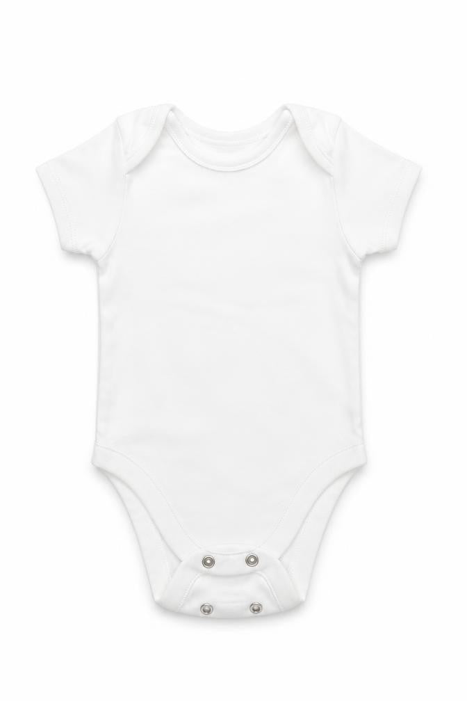 Front view of George Baby White Babygrow One-Piece, size 0-3, Months