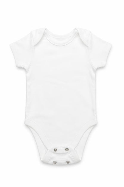Front view of George Baby White Babygrow One-Piece, size 0-3, Months