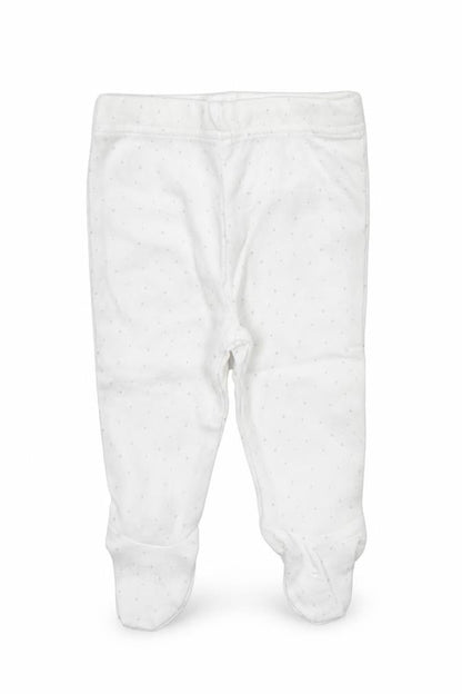 Front view of M&Co Baby White Geometric sweatpants, size 0-3, Months