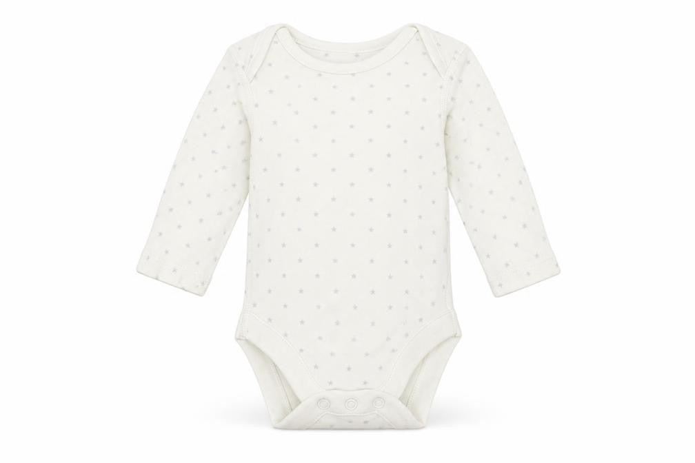 Front view of Marks & Spencer Baby White Geometric Babygrow One-Piece Size Newborn