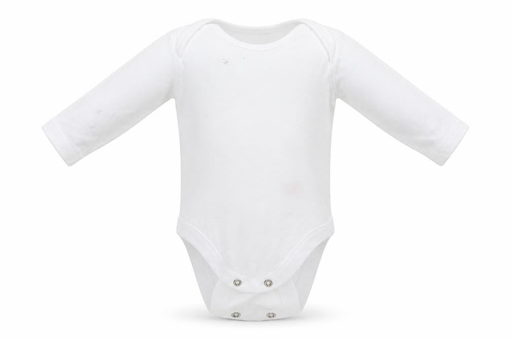 Front view of F&F Baby White Babygrow One-Piece Size Newborn