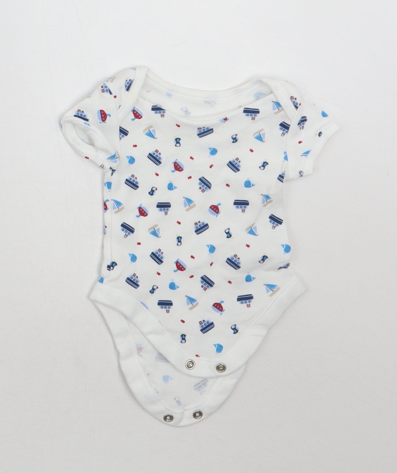 George Boys White Geometric  Babygrow One-Piece Size Newborn