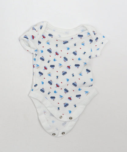 George Boys White Geometric  Babygrow One-Piece Size Newborn