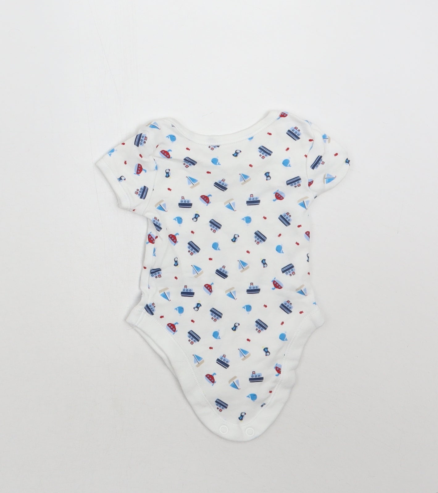 George Boys White Geometric  Babygrow One-Piece Size Newborn