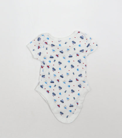 George Boys White Geometric  Babygrow One-Piece Size Newborn