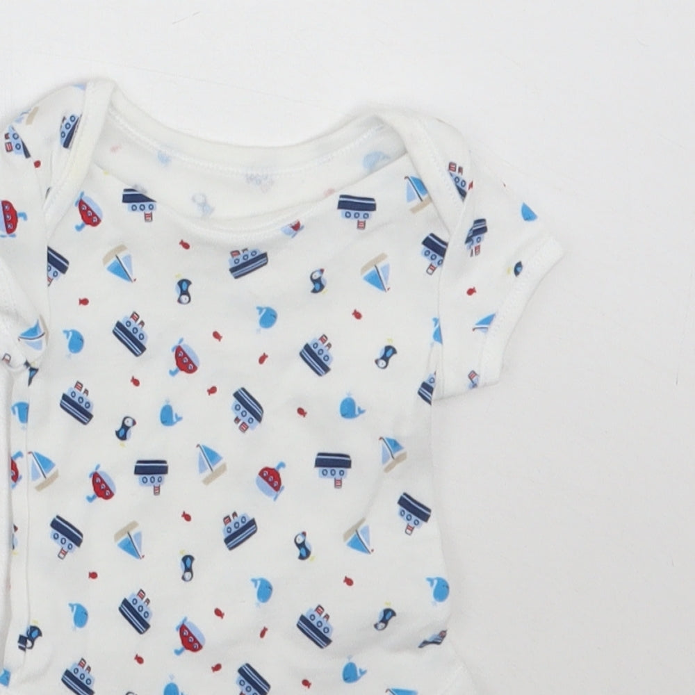 George Boys White Geometric  Babygrow One-Piece Size Newborn