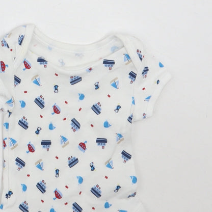George Boys White Geometric  Babygrow One-Piece Size Newborn