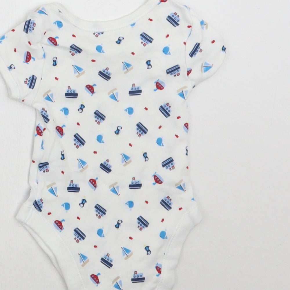 George Boys White Geometric  Babygrow One-Piece Size Newborn
