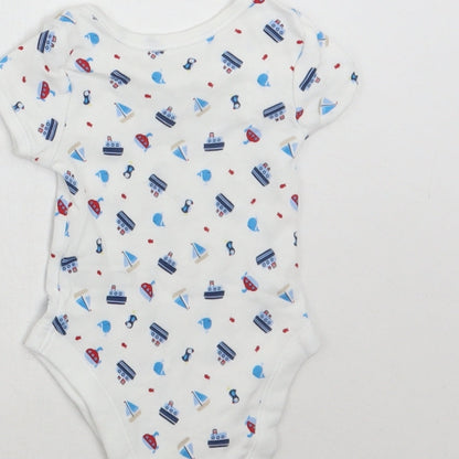 George Boys White Geometric  Babygrow One-Piece Size Newborn