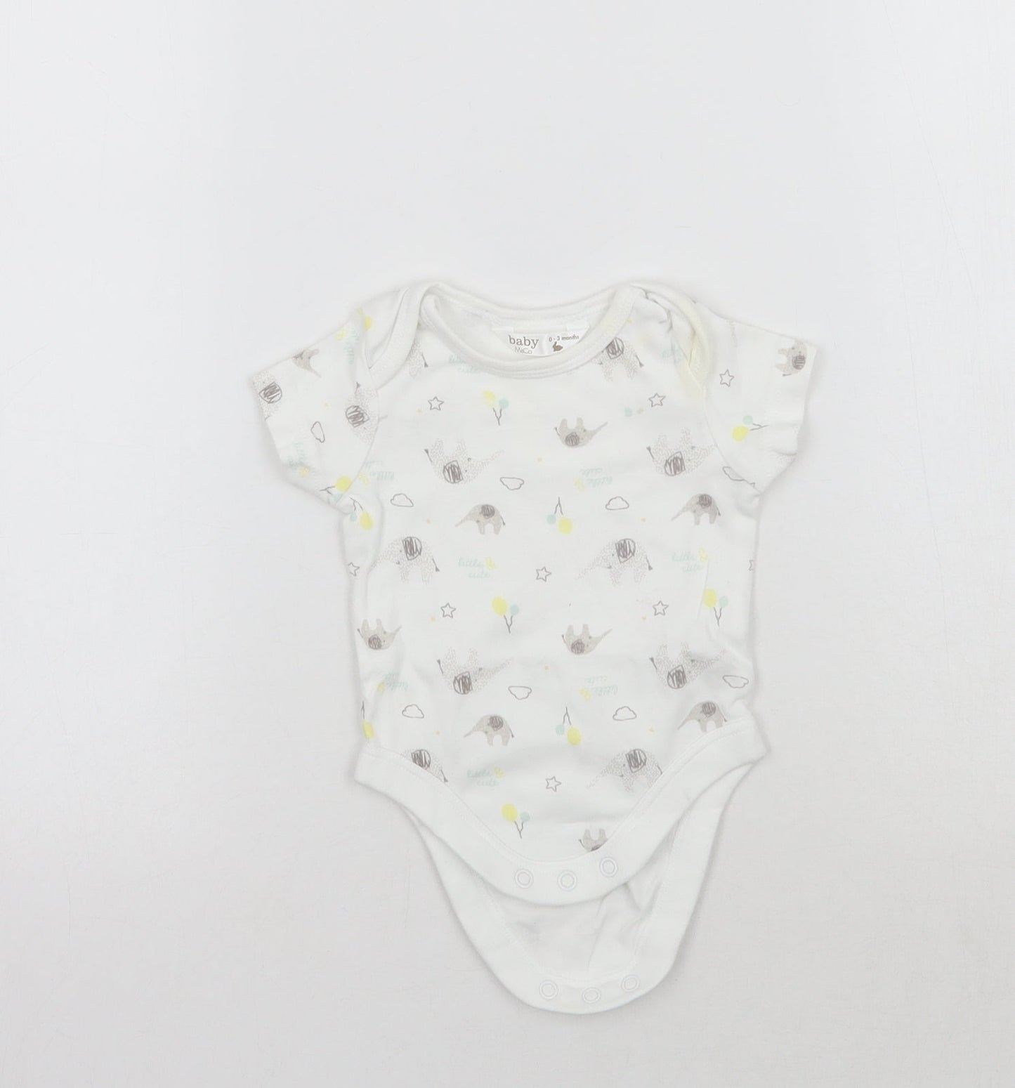 M&Co Baby White Geometric  Babygrow One-Piece Size 0-3 Months