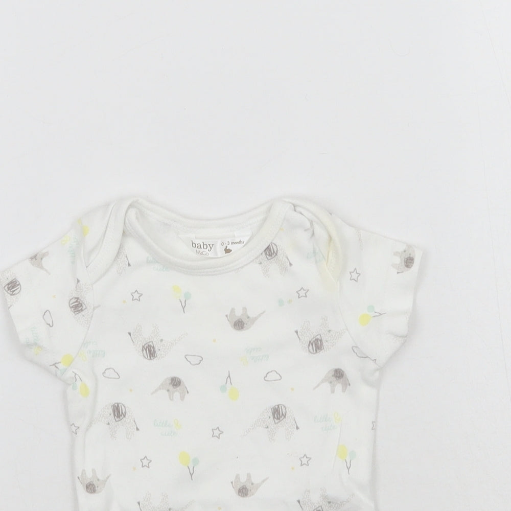 M&Co Baby White Geometric  Babygrow One-Piece Size 0-3 Months