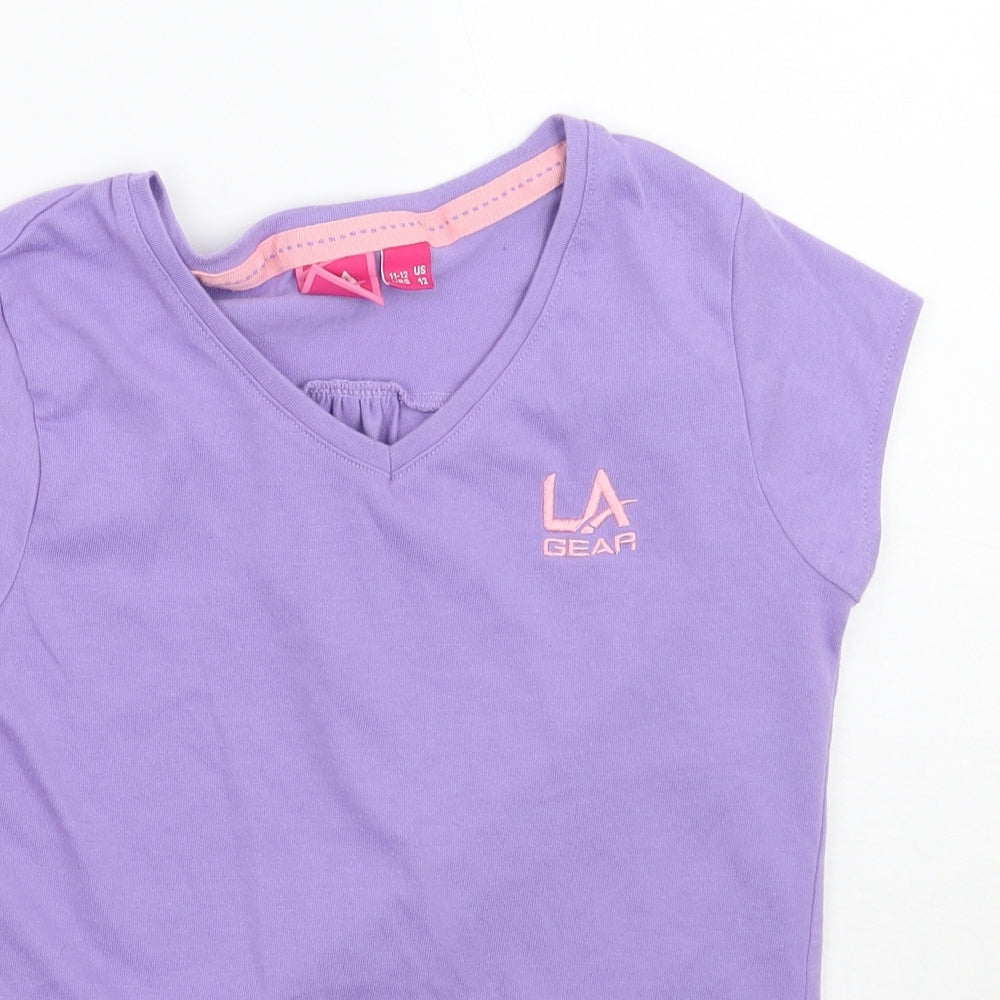 LA Gear Girls Purple   Basic T-Shirt Size 11 Years