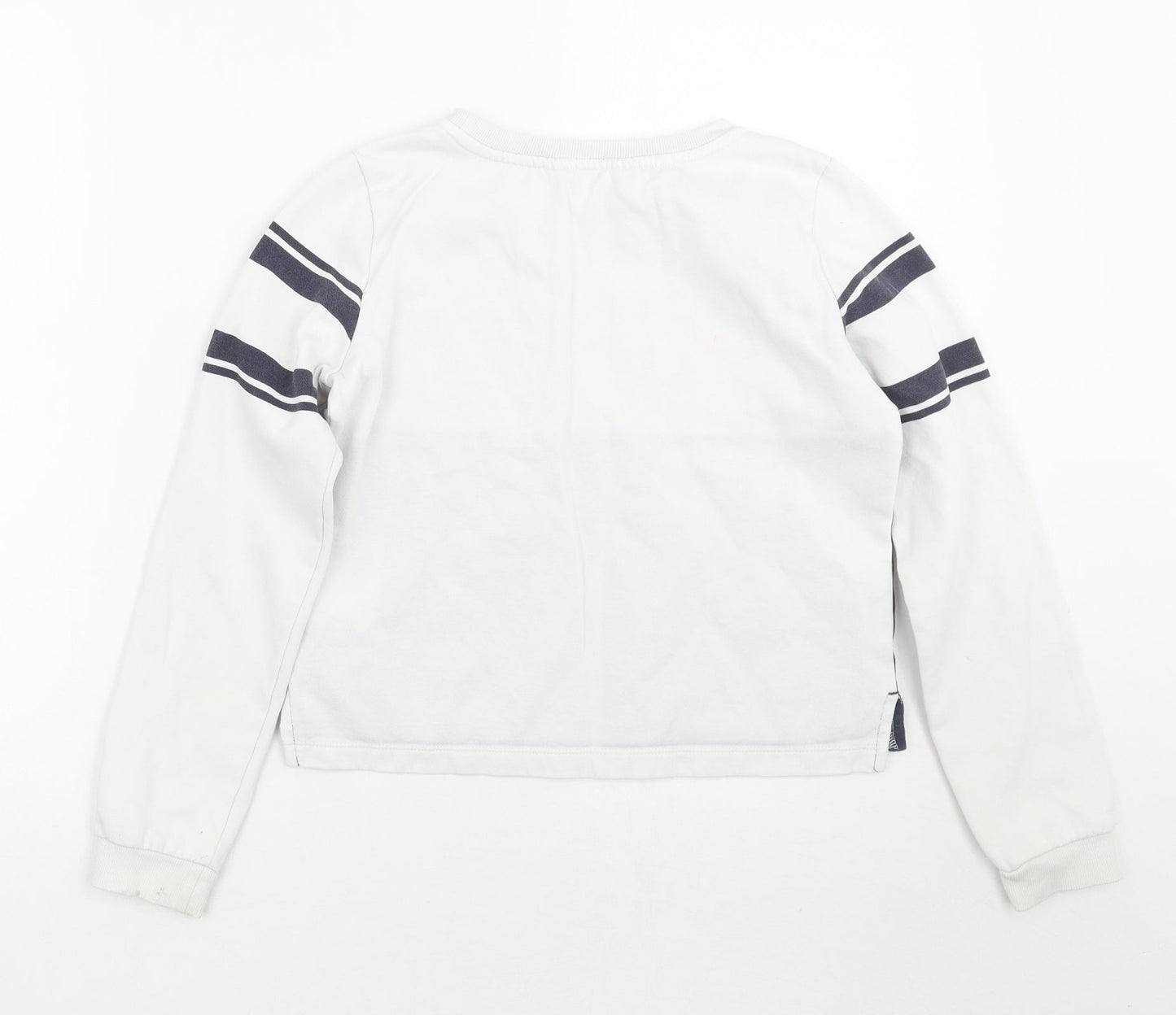 H&M Girls White Striped  Pullover Jumper Size 11 Years