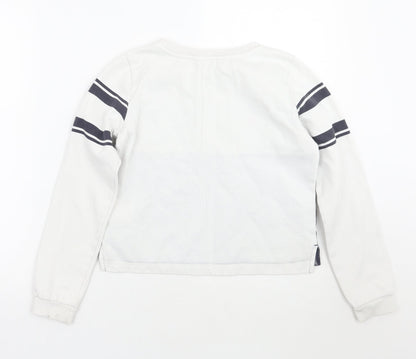 H&M Girls White Striped  Pullover Jumper Size 11 Years