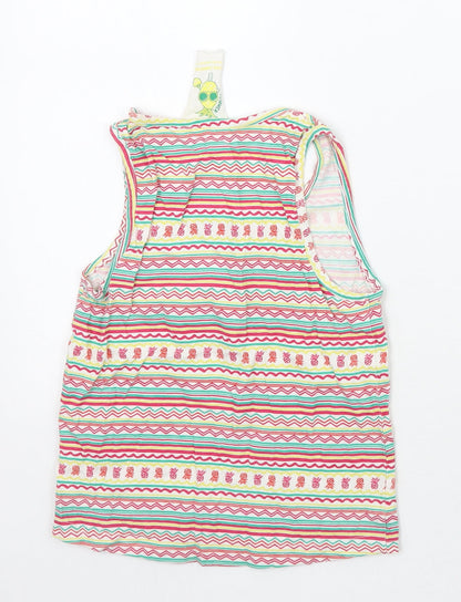 Back view of Young Dimension girls’ white striped basic tank, size 5-6, years