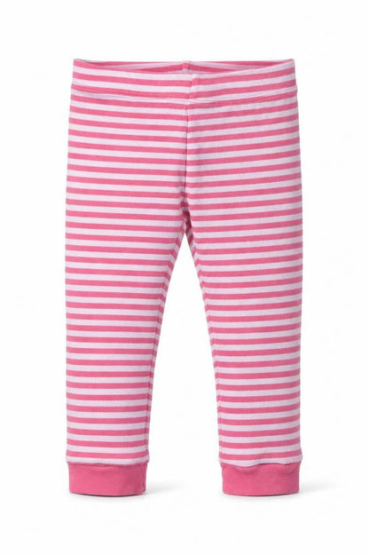 Front view of F&F girls’ pink striped top pyjama set, size 3-4, years