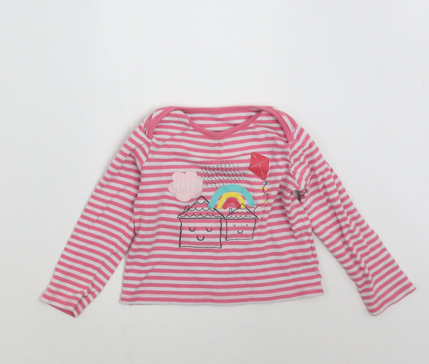 F&F Girls Pink Striped  Top Pyjama Set Size 3-4 Years