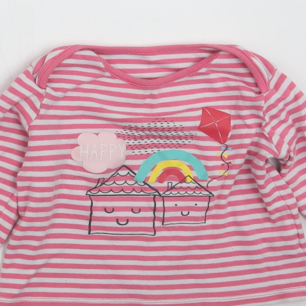 F&F Girls Pink Striped  Top Pyjama Set Size 3-4 Years