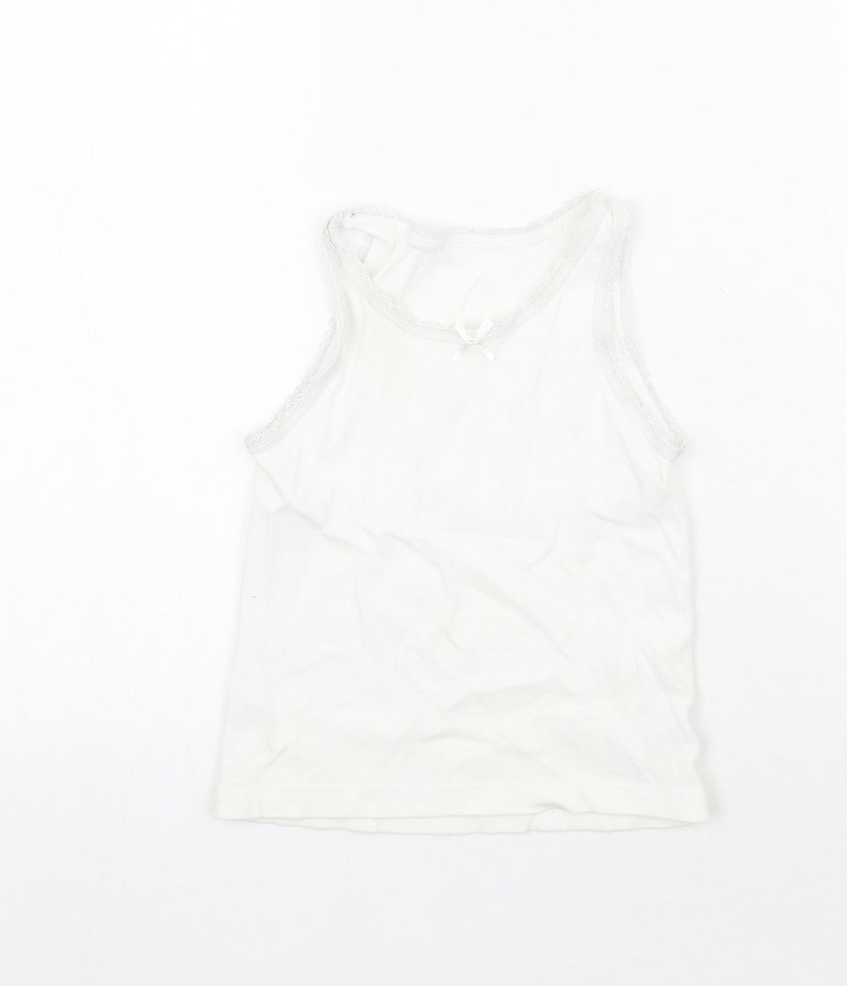 Additional front view of Matalan girls’ white basic tank, size 4-5, years