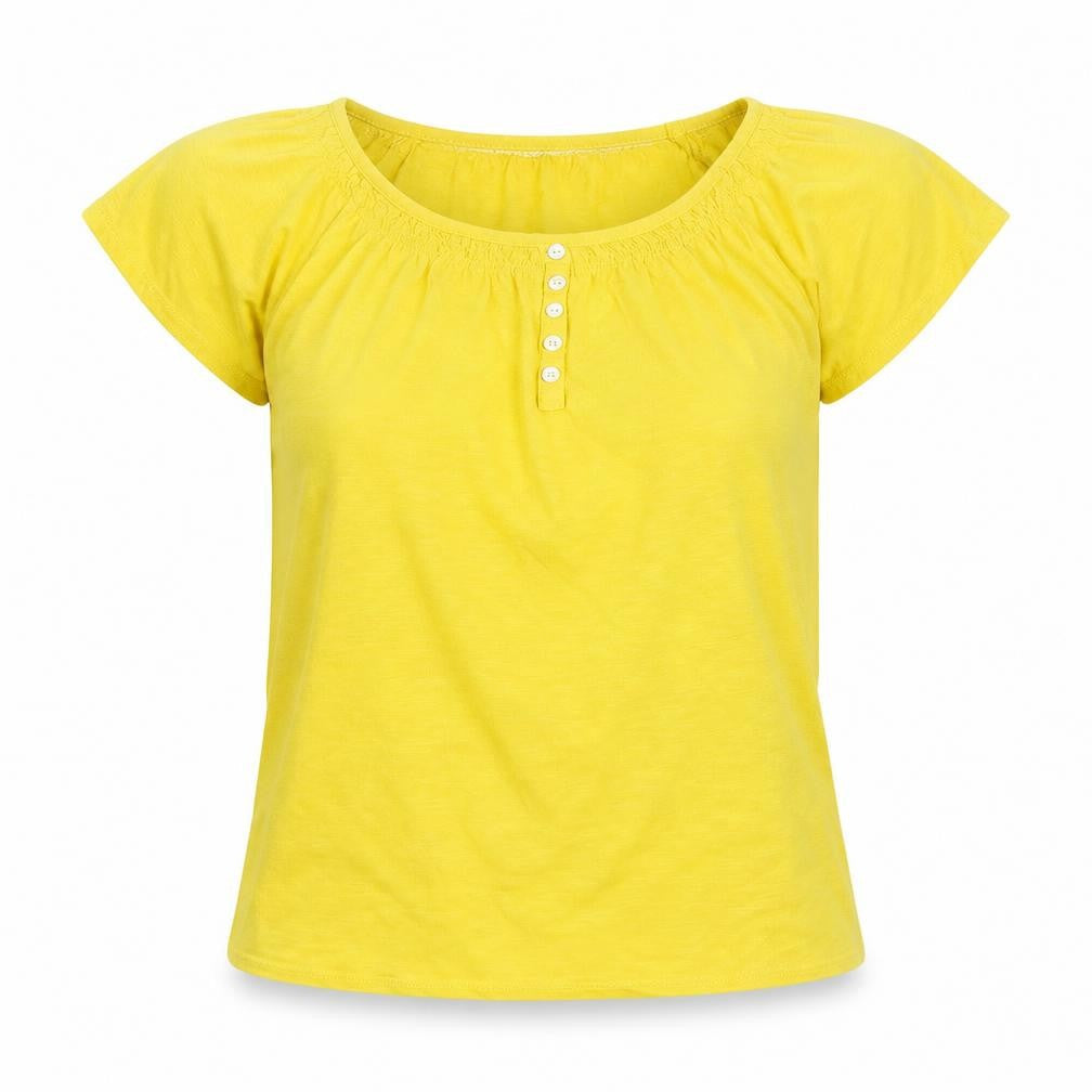 Womens UK Size S Isle Yellow Basic T-Shirt