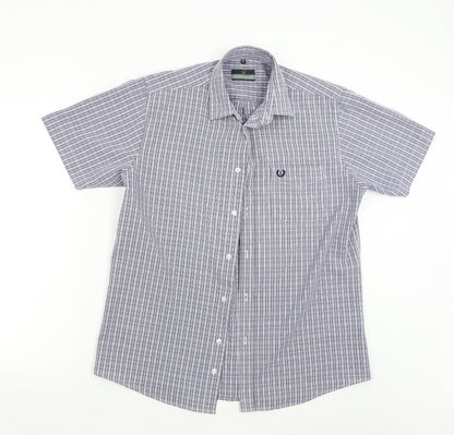 Mens UK Size S Lincoln Blue  Button-Up Short Sleeve Casual Shirt