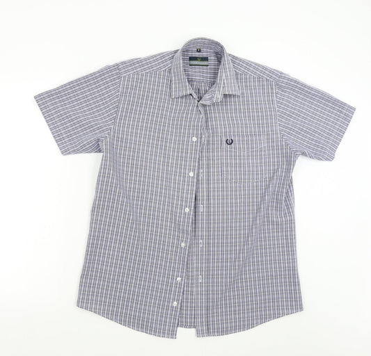 Mens UK Size S Lincoln Blue  Button-Up Short Sleeve Casual Shirt