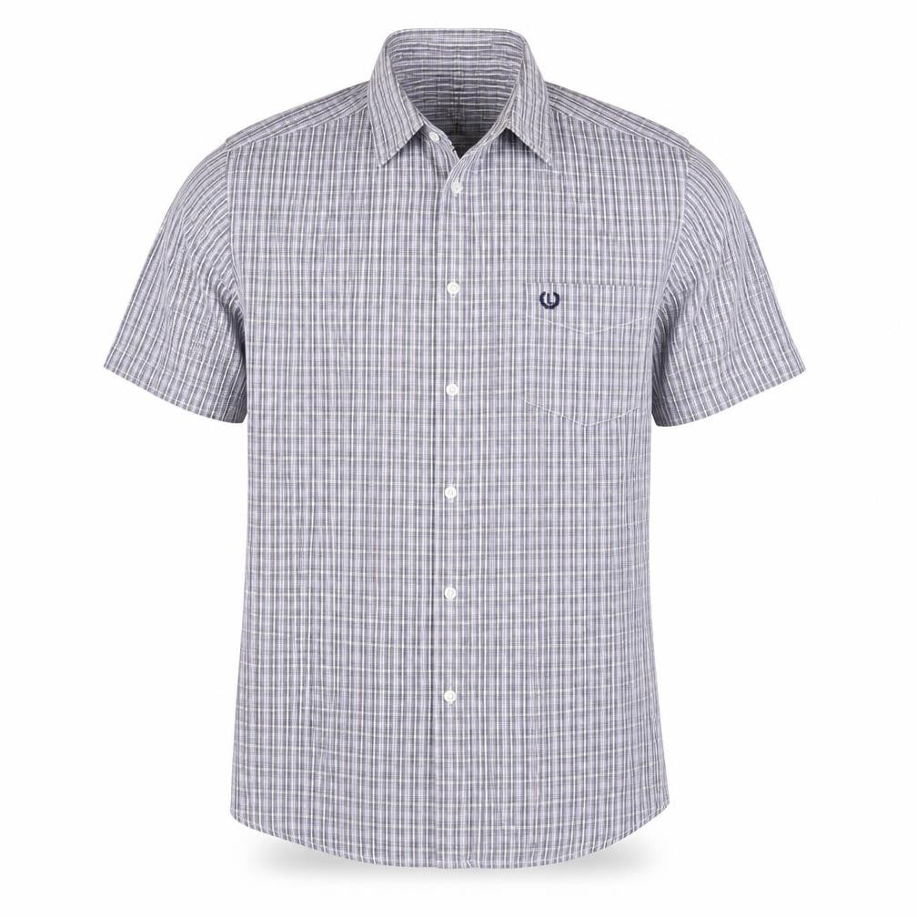 Mens UK Size S Lincoln Blue  Button-Up Short Sleeve Casual Shirt