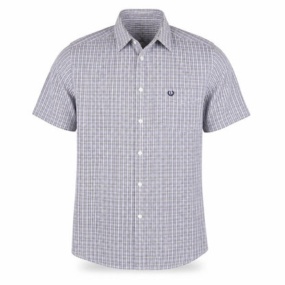 Mens UK Size S Lincoln Blue  Button-Up Short Sleeve Casual Shirt