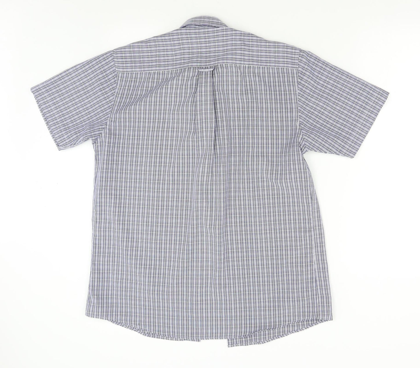 Mens UK Size S Lincoln Blue  Button-Up Short Sleeve Casual Shirt