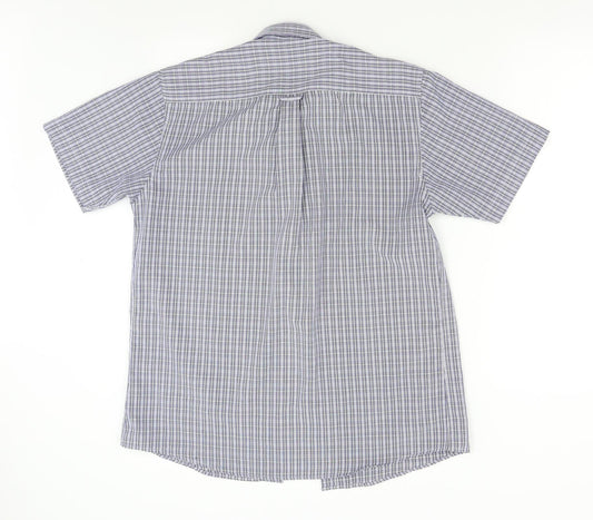 Mens UK Size S Lincoln Blue  Button-Up Short Sleeve Casual Shirt